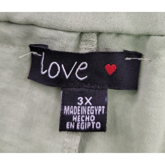 Love Womens Plus 3X Light Green Elastic Waist Shorts Gold Buttons Zip Closure - Picture 6 of 9